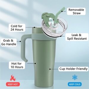 40oz green travel tumbler